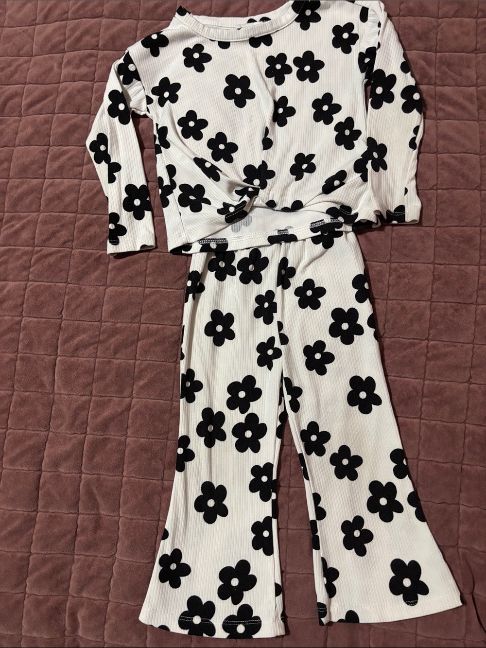Kids Black & White Floral Set